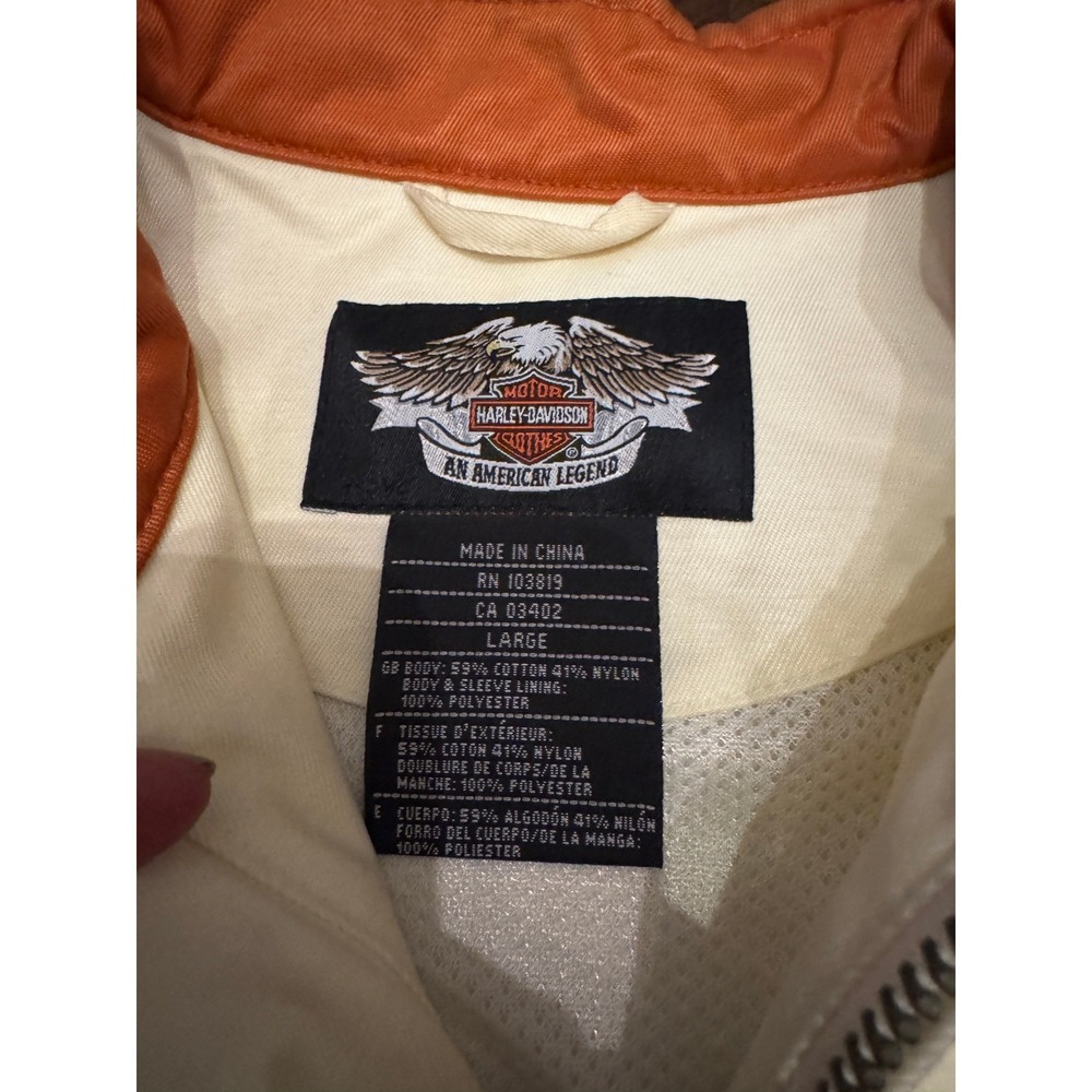 Harley-Davidson Cream and Orange Racing Stripe Motorcycle Jacket - Picture 3 of 5